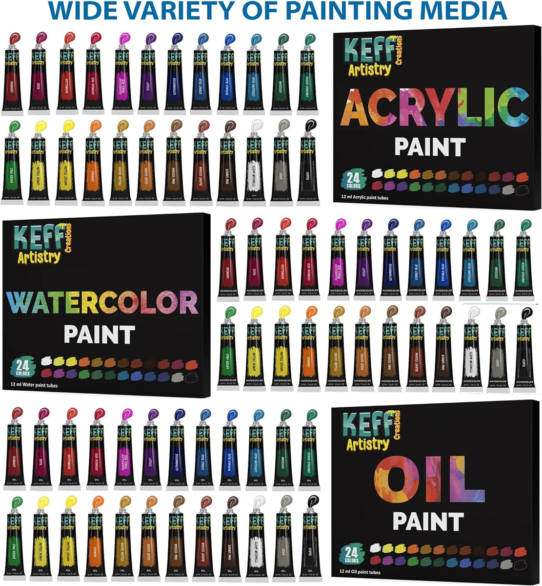 Large Deluxe Art Painting Supplies Set - 140-Piece Professional Paint –  KEFF Creations