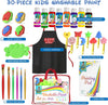 Washable Paint Set for Kids and Toddler - Finger Painting Kit for Toddlers with Non Toxic Washable Tempera, Brushes, Palette, Apron & More Art and Crafts Supplies - 30 Pcs