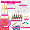 Kids Painting Set for Girls – Acrylic Paint Set for Kids - Art Supplies Kit with Pre Drawn Canvases, Non Toxic Paints, Wooden Easel, Paint Brushes, Palette & Pink Smock