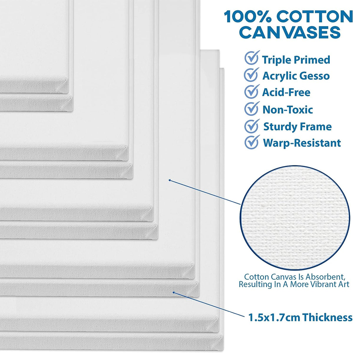 Stretched Canvases for Painting 10 Pack Blank Paint Canvas 4x4, 5x