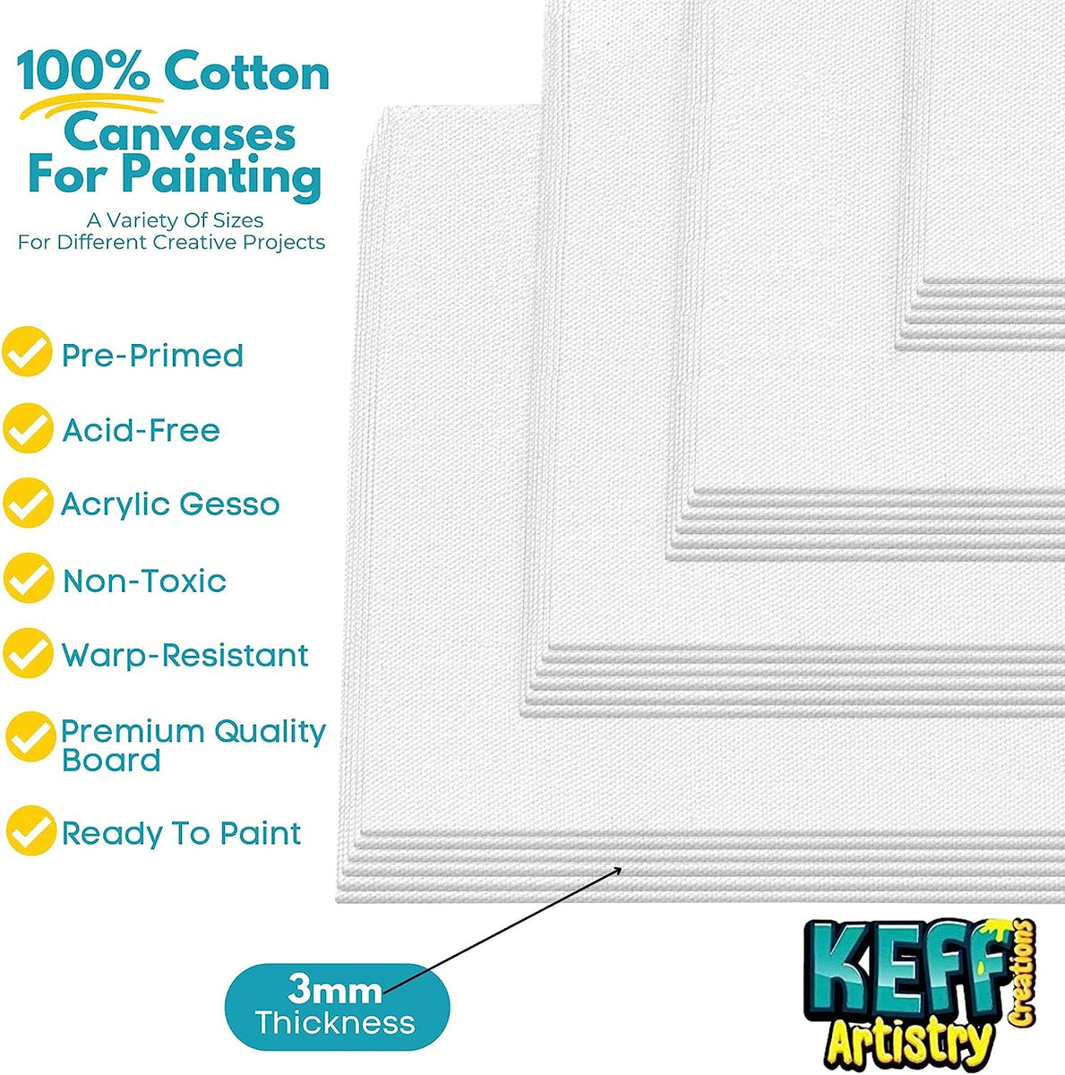 Simetufy Canvas BoardsTRDN For Painting 52 Pack 8 X 10 Inch Blank Flat Canvas Panels 100 Cotton Pre Primed For Acrylic Oil Paint