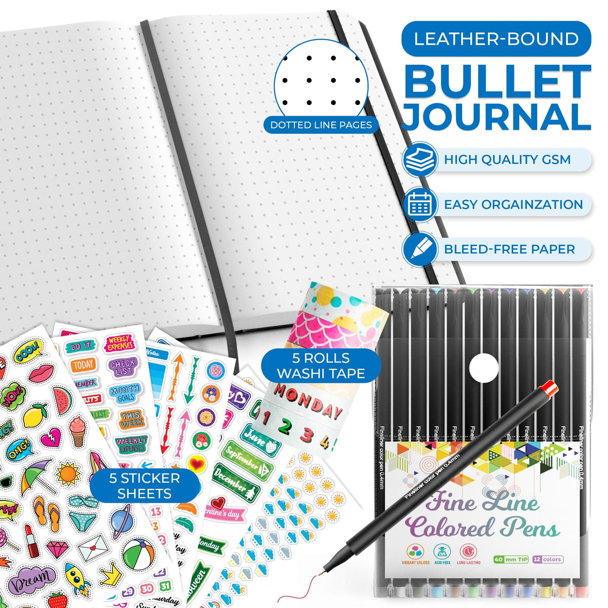 LOPWO Bullet Dotted Journal Kit with Gift Box - Journaling