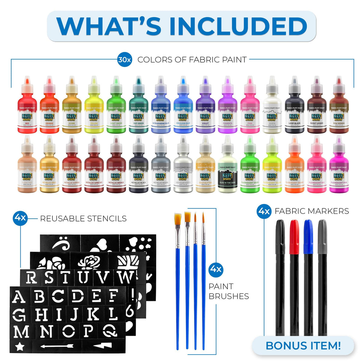 30 Crazy Color Fabric Puffy Paint Kit – KEFF Creations