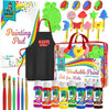 Washable Paint Set for Kids and Toddler - Finger Painting Kit for Toddlers with Non Toxic Washable Tempera, Brushes, Palette, Apron & More Art and Crafts Supplies - 30 Pcs