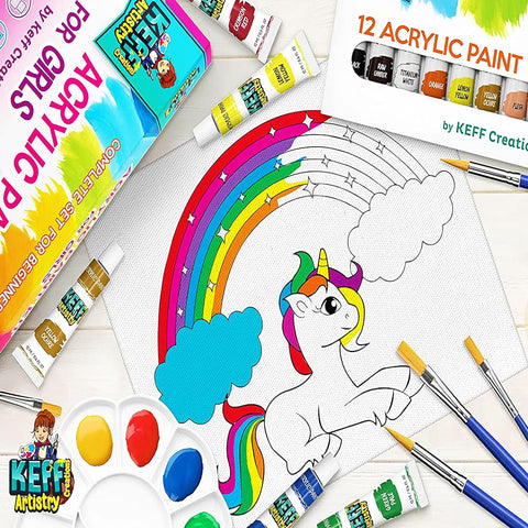 KEFF Acrylic Paint Set for Adults and Kids - Art Painting Supplies