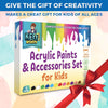 Acrylic Paint kit for Kids – 19 Piece Kids Acrylic Paint Set 12 nontoxic Acrylic Paint pots, 3 pre-Designed canvases, 4 paintbrushes Ultimate Kids Art Paint kit Craft Supplies Set