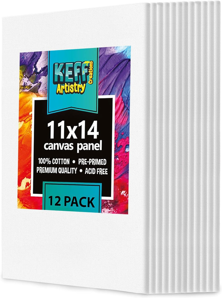 Canvases for Painting - 11x14 12 Pack Art Paint Canvas Panels Set Boards - 100% Cotton Primed Painting Supplies for Acrylic, Oil, Tempera & Watercolor Paint