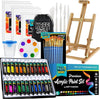 Acrylic Paint Set for Adults & Kids - 51Pcs Art Painting Kit Supplies with 24 Acrylic Paints, Wooden Easel, Canvases, Palette, Paint Knives, Water Basin & Bag