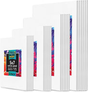 Canvases for Painting - 24 Pack Art Paint Canvas Panels Set Boards - 5x7, 8x10, 9x12, 11x14 Inches 100% Cotton Primed Painting Supplies for Acrylic, Oil, Tempera & Watercolor Paint