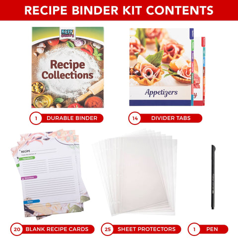 KEFF Recipe Book to Write in Your Own Recipes - 8.5x11 Recipe Binder Organizer with Blank Recipe Cards, Plastic Protector Sleeves, Divider & Pen, DIY KEFF Recipe Book to Write in Your Own Recipes - 8.5x11 Recipe Binder Organizer with Blank Recipe Cards, Plastic Protector Sleeves, Divider & Pen, DIY