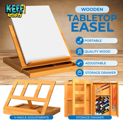 KEFF Painting Kit Supplies - Acrylic Paint Set for Adults and Kids with  Tabletop