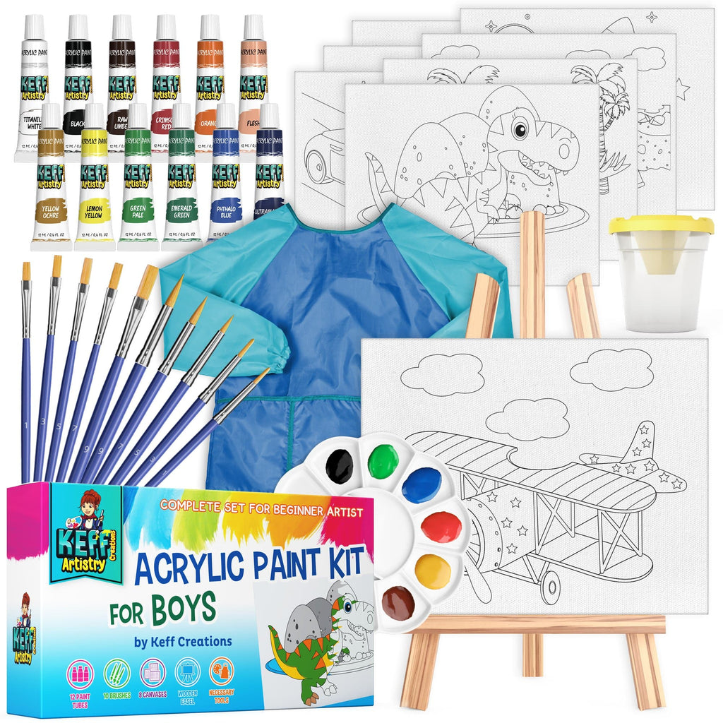 Kids Painting Set - Acrylic Paint Set for Kids - Art Supplies Kit with –  KEFF Creations