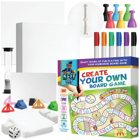 Create Your Own Board Game Set – DIY Kit with Blank Game Board, Game  Pieces, Blank Cards, Dice, Spinner – Build Your Own Game for Family Board  Games