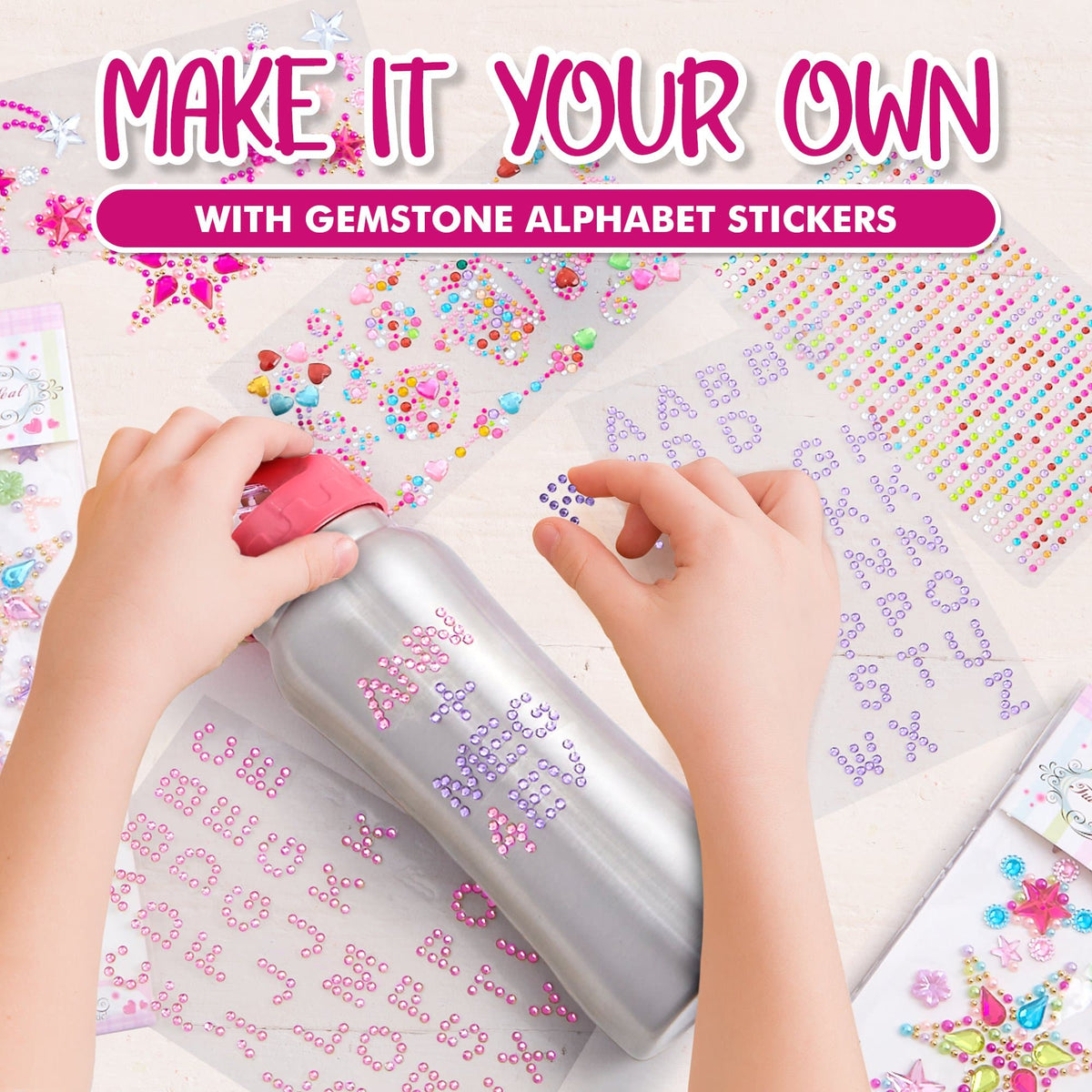 Water Bottle with Gem Rhinestone Stickers – KEFF Creations